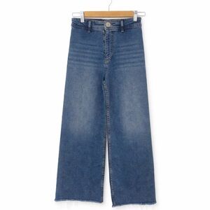 Zara Girls Wide Leg Jeans Size 13–14 (164cm) Raw Hem Denim